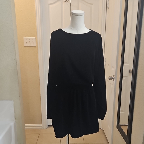Universal Thread Black Long Sleeve Velvet Mini A-Line Dress Size Large NWT - Picture 4 of 10